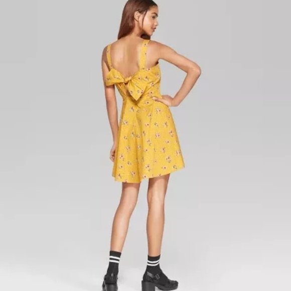 Wild Fable Yellow Floral Tie Back Dress - Picture 3 of 6